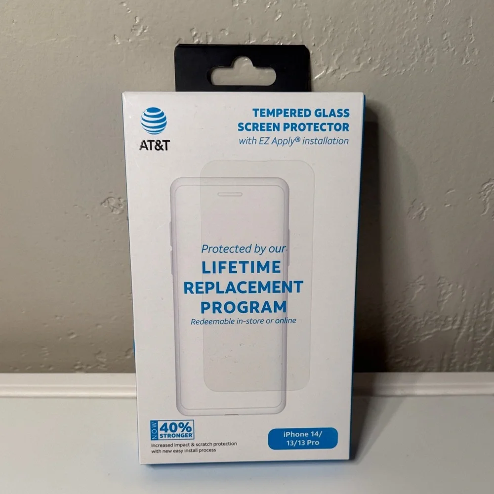 AT&T Tempered Glass Screen Protector for iPhone 14/13/13 Pro